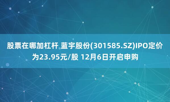 股票在哪加杠杆 蓝宇股份(301585.SZ)IPO定价为23.95元/股 12月6日开启申购