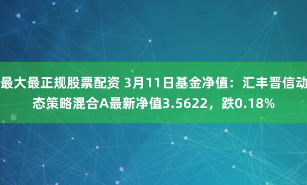 最大最正规股票配资 3月11日基金净值：汇丰晋信动态策略混合A最新净值3.5622，跌0.18%