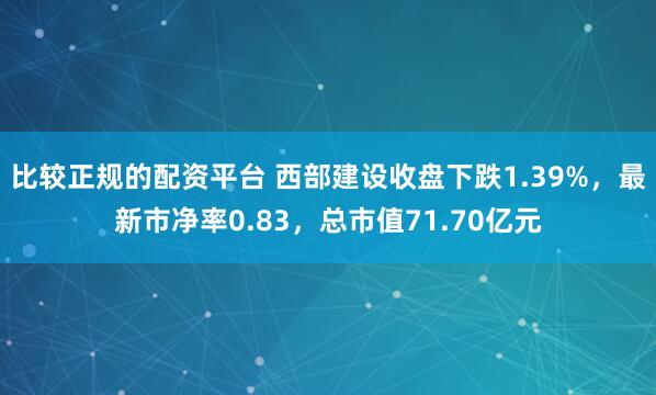 比较正规的配资平台 西部建设收盘下跌1.39%，最新市净率0.83，总市值71.70亿元